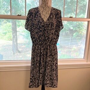 Eileen Fisher Black and Cream Midi Dress